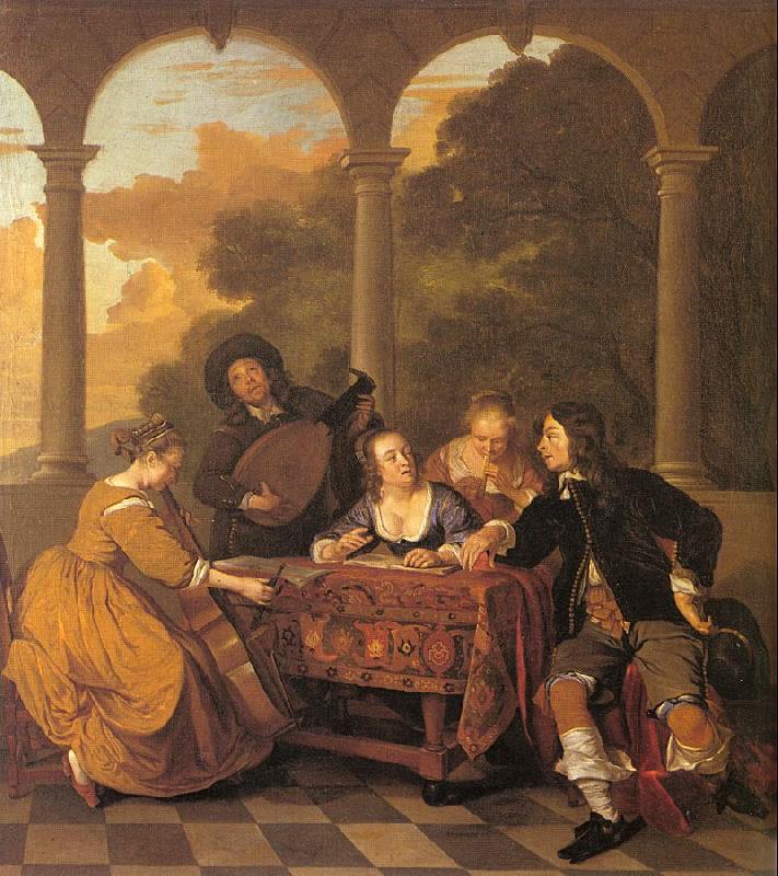 Loo, Jacob van Musical Party on a Terrace Sweden oil painting art